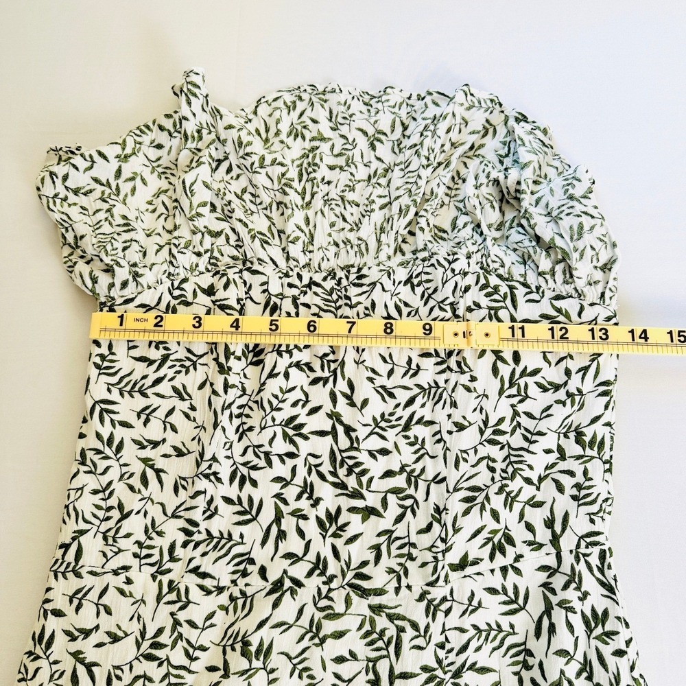 Hello‎ Molly Strapless Maxi Dress Womens S White Green Leaf Print Ruffle Resort - Picture 5 of 10